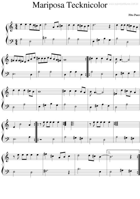 Partitura da música Mariposa Tecknicolor
