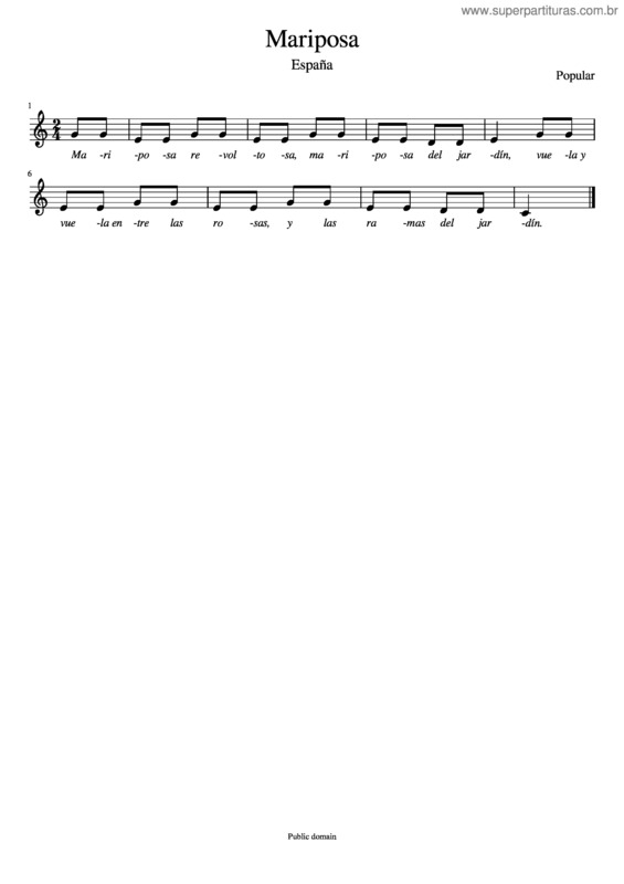 Partitura da música Mariposa v.7