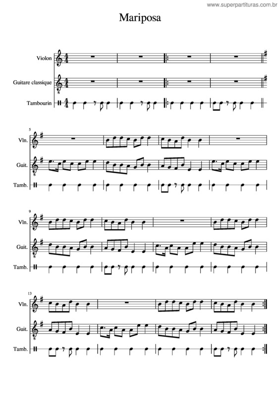 Partitura da música Mariposa v.9