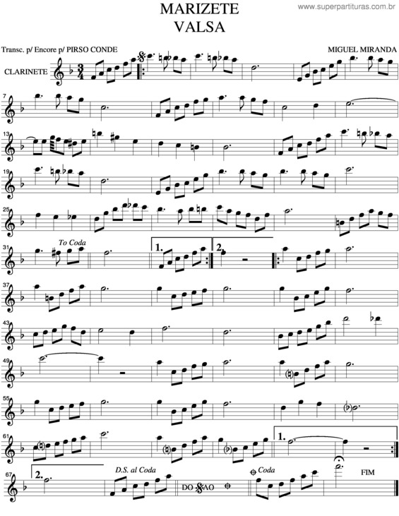 Partitura da música Marizete