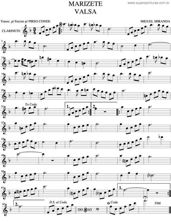 Partitura da música Marizete