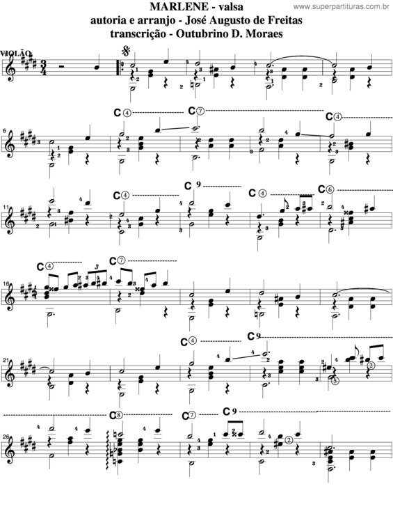 Partitura da música Marlene