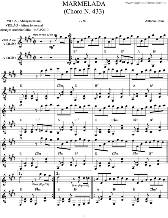 Partitura da música Marmelada