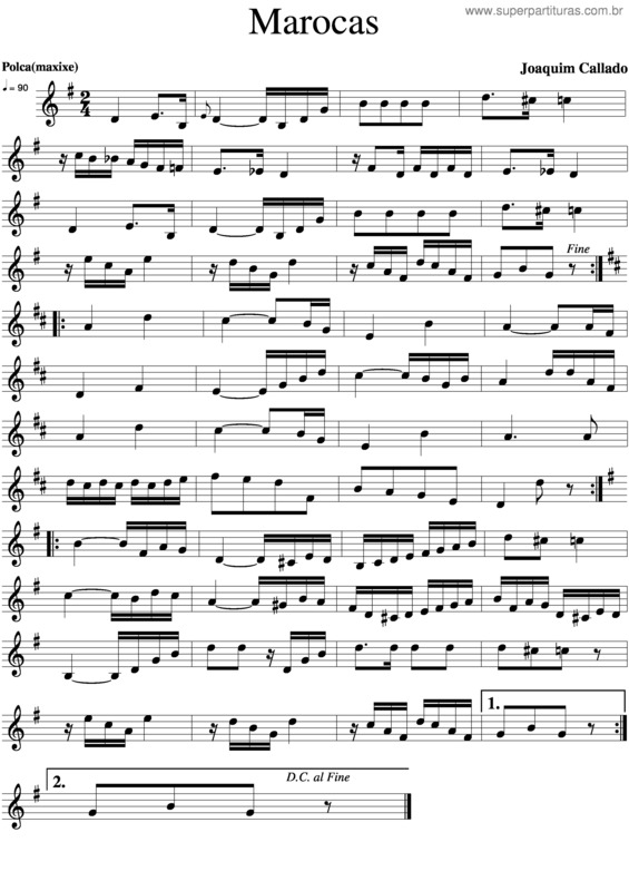 Partitura da música Marocas