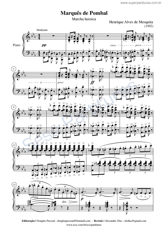 Partitura da música Marquês de Pombal