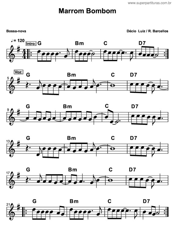 Partitura da música Marrom Bombom