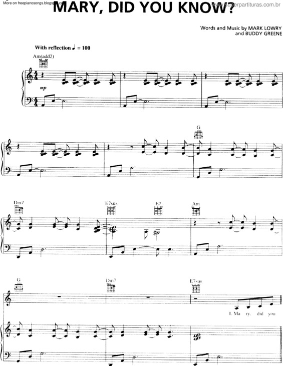 Partitura da música Marry Did You Know