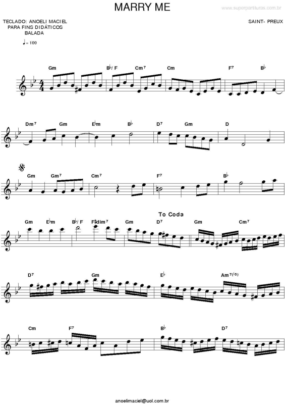 Partitura da música Marry Me