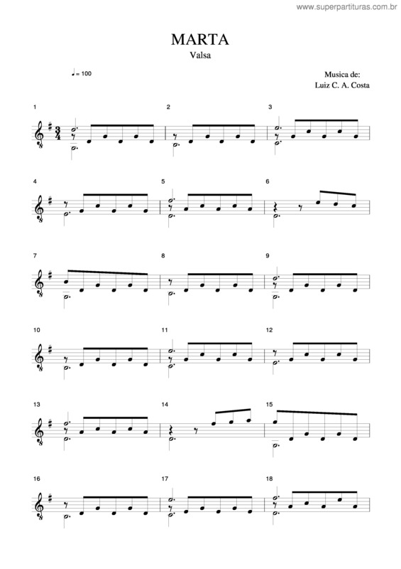 Partitura da música Marta