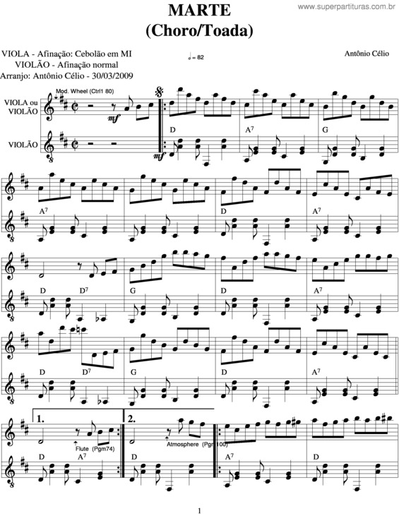 Partitura da música Marte