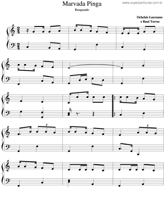 Partitura da música Marvada Pinga