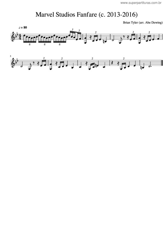 Partitura da música Marvel Studios Fanfare v.2