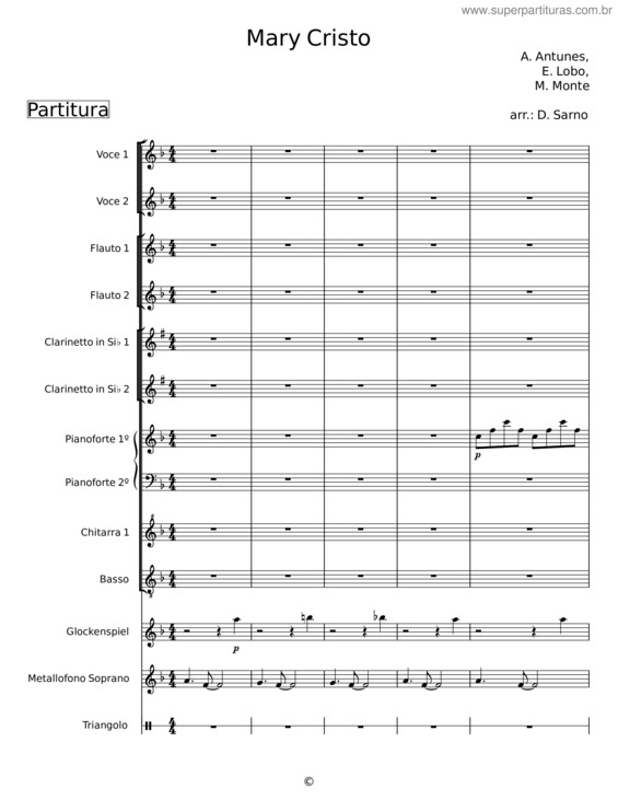 Partitura da música Mary Cristo – Sebastião Antunes E A Quadrilha