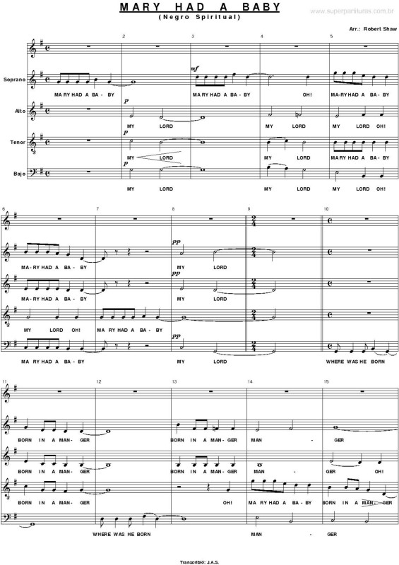 Partitura da música Mary Had a Boy