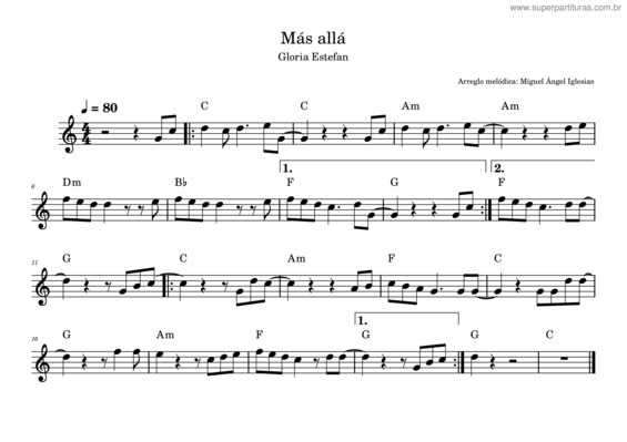 Partitura da música Más Allá – Gloria Estefan Más Allá
