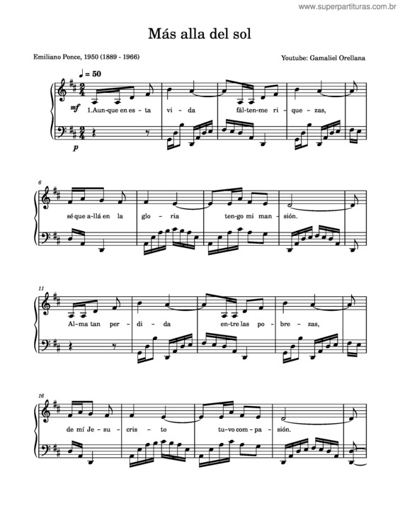Partitura da música Más Alla Del Sol v.3