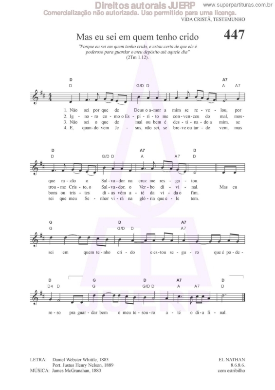 Partitura da música Mas Eu Sei Em Quem Tenho Crido - 447 HCC