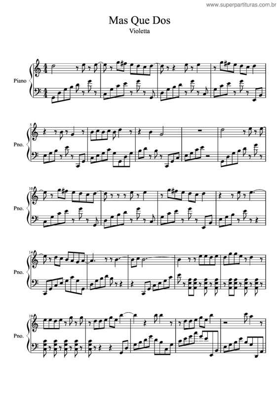 Partitura da música Mas Que Dos