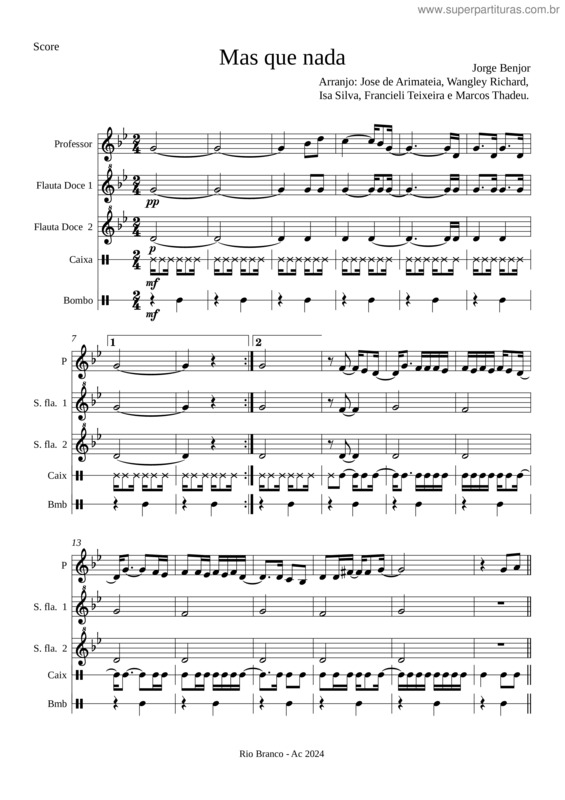 Partitura da música Mas Que Nada – Jorge Ben Jor v.2