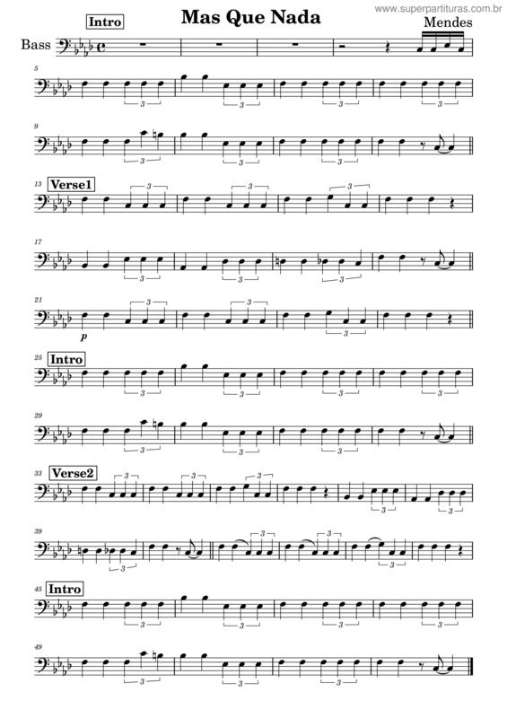 Partitura da música Mas Que Nada – Mendes