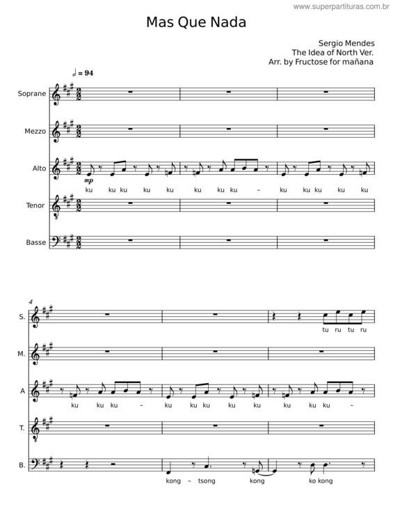 Partitura da música Mas Que Nada – Sergio Mendes