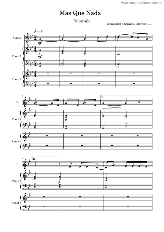 Partitura da música Mas Que Nada Pronto