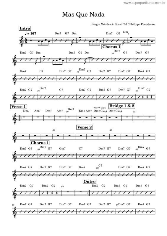 Partitura da música Mas Que Nada Sergio Mendes