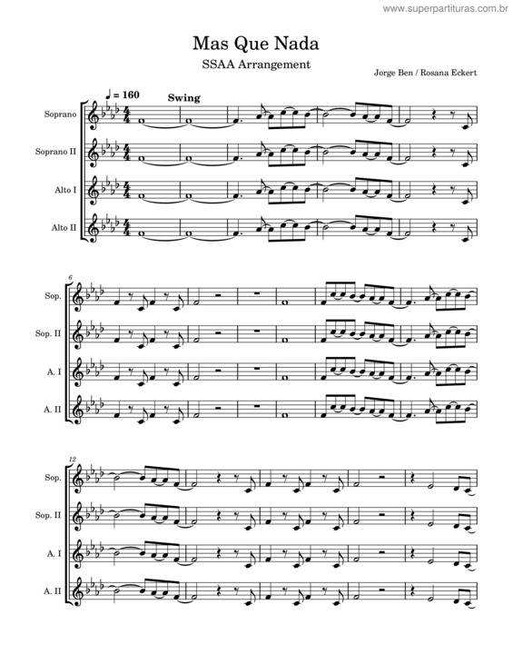Partitura da música Mas Que Nada Soprano I Part