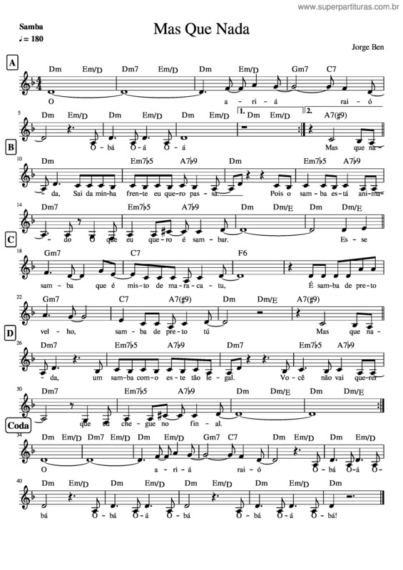 Partitura da música Mas Que Nada v.8