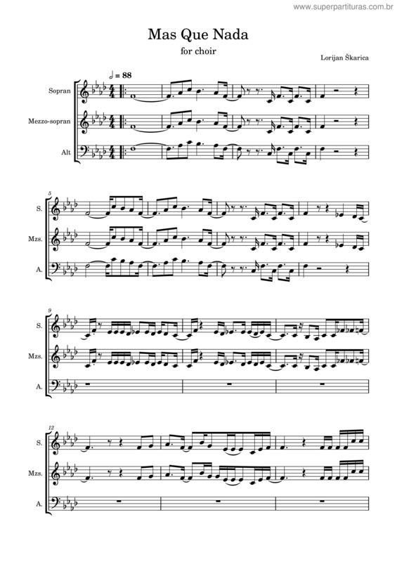 Partitura da música Mas Que Nada Zbor