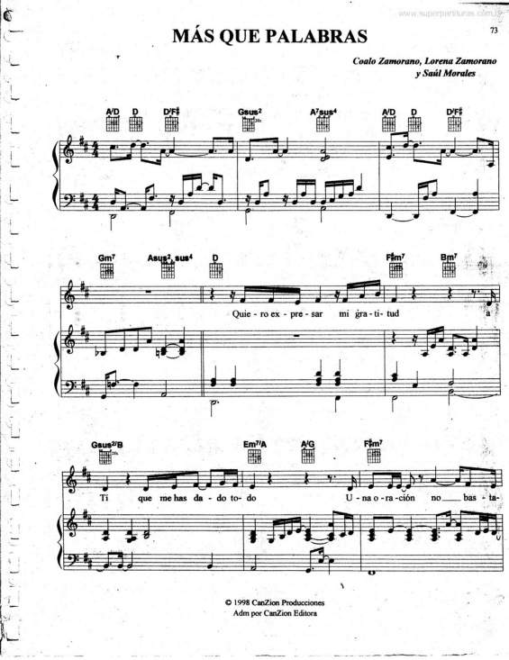 Partitura da música Más que Palabras