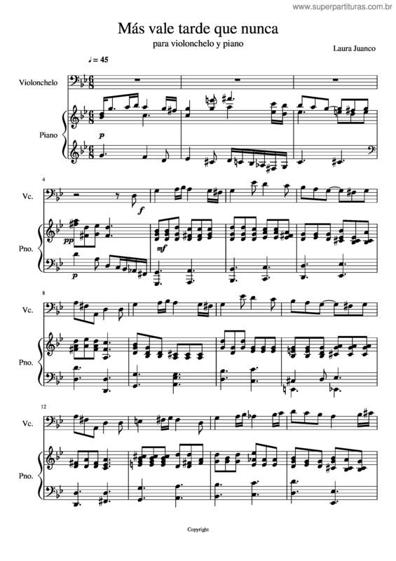 Partitura da música Más Vale Tarde Que Nunca v.2