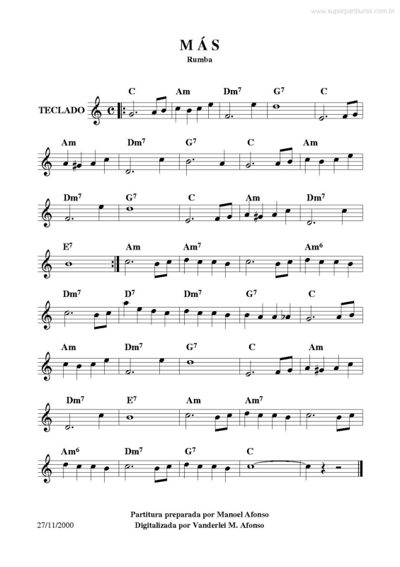 Partitura da música Más