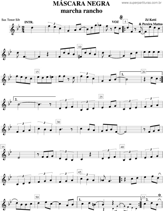 Partitura da música Máscara Negra v.2