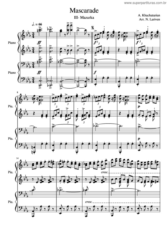 Partitura da música Masquerade v.14