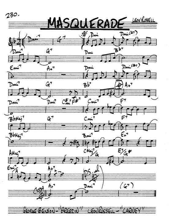 Partitura da música Masquerade