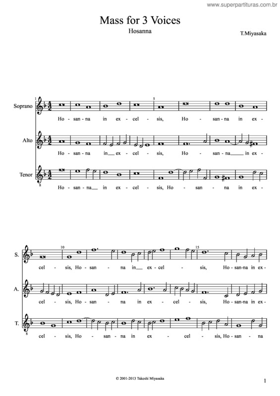 Partitura da música Mass For 3 Voices – Hosanna v.2