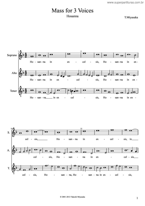 Partitura da música Mass For 3 Voices – Hosanna