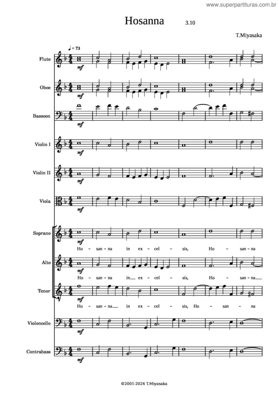 Partitura da música Mass For 3 Voices V3 – Hosanna