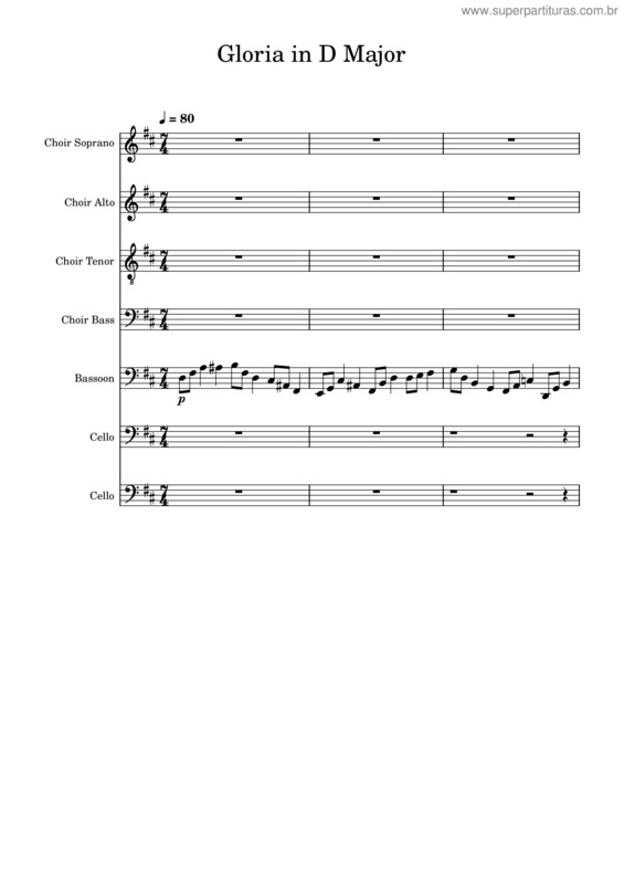 Partitura da música Mass In D Minor –– Gloria
