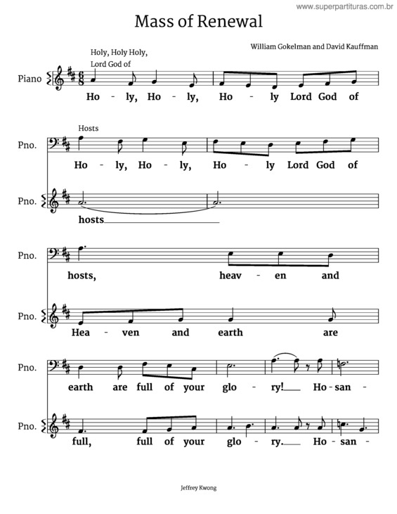Partitura da música Mass Of Renewal Hosanna William Gokelman And David Kauffman