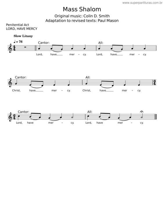 Partitura da música Mass Shalom – Colin D. Smith