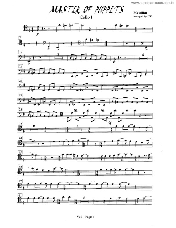 Partitura da música Master Of Puppets v.3