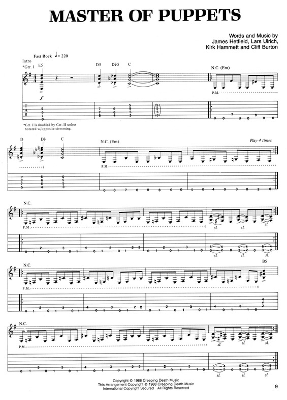 Partitura da música Master Of Puppets v.5