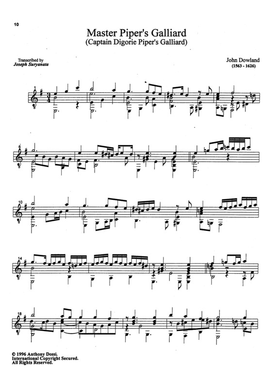 Partitura da música Master Pipers Galliard