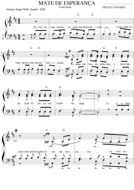 Partitura da música Mate de Esperança