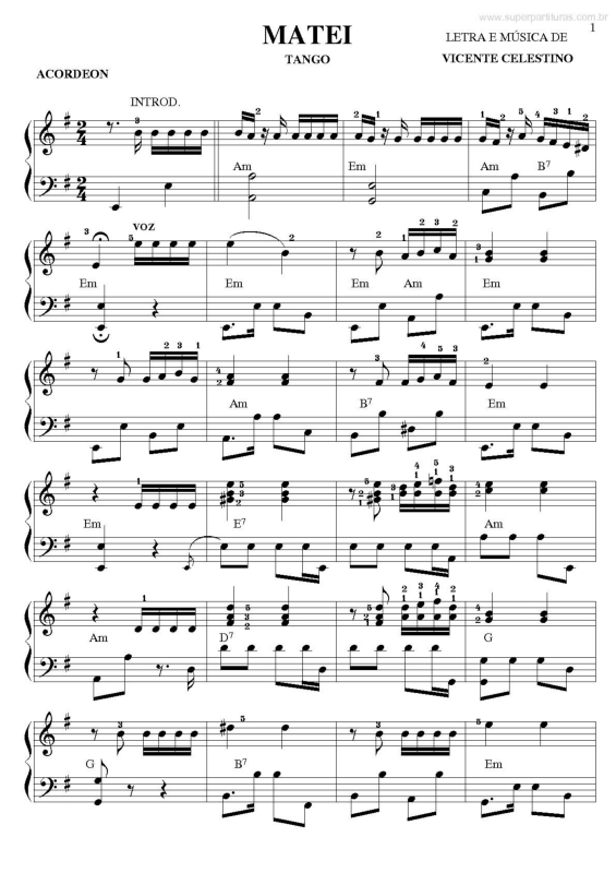 Partitura da música Matei v.2