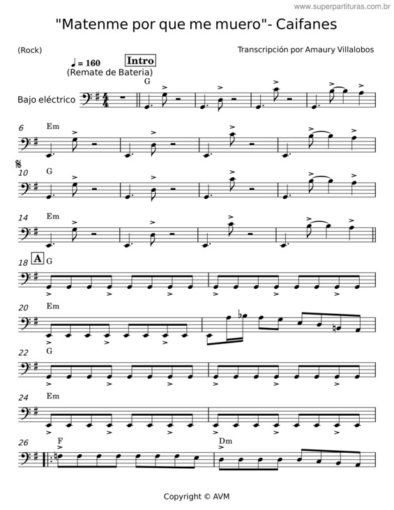 Partitura da música Mátenme Por Que Me Muero – Jaguares