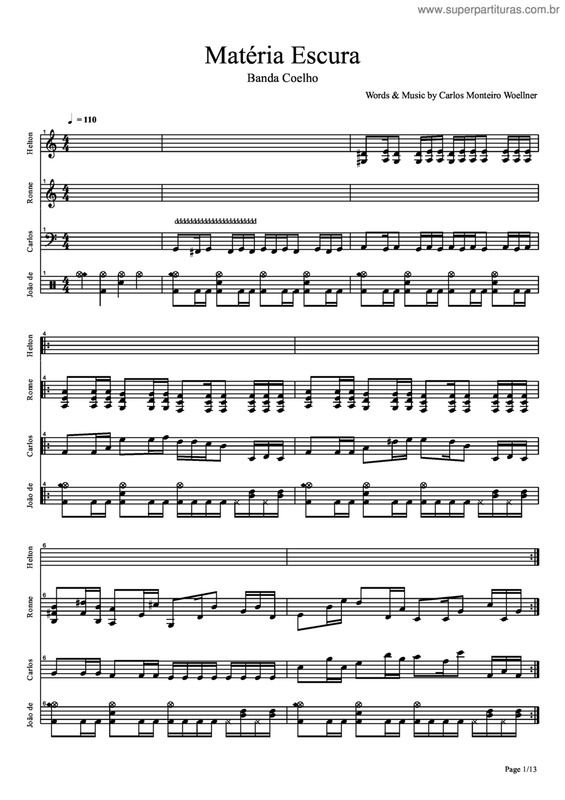 Partitura da música Matéria Escura