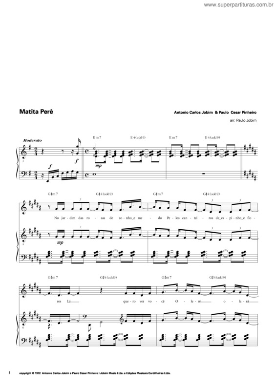 Partitura da música Matita Perê